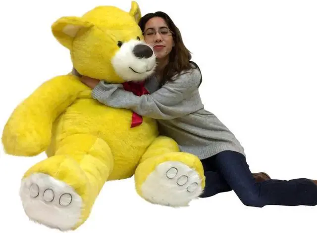 Alt view image 3 of 7 - American Made 5 Foot Super Soft Yellow Teddy Bear Big Plush 60 Inch Large Stuffed Animal Made in USA