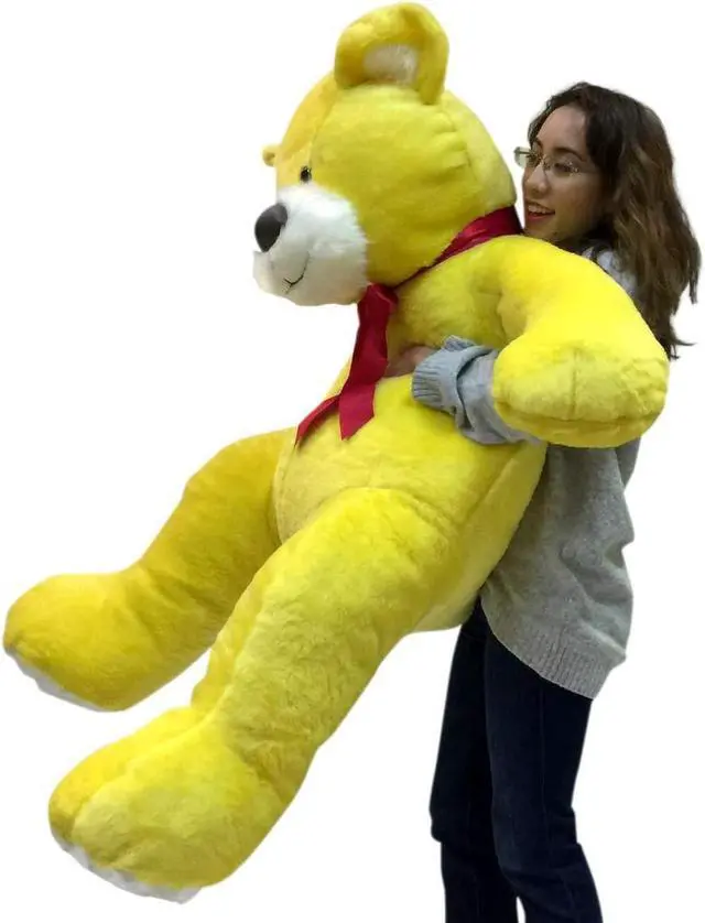Alt view image 4 of 7 - American Made 5 Foot Super Soft Yellow Teddy Bear Big Plush 60 Inch Large Stuffed Animal Made in USA