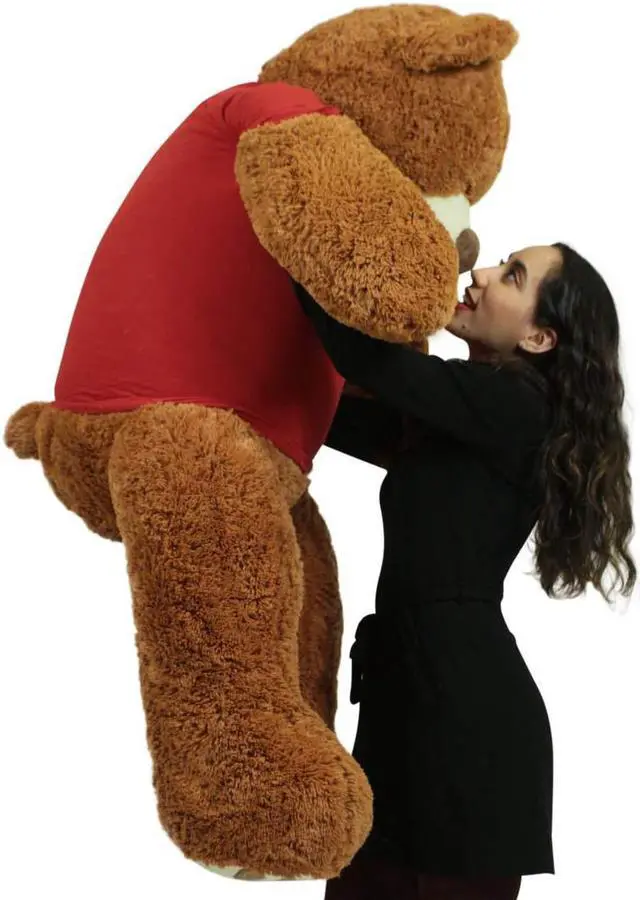 Alt view image 3 of 7 - Get Well Soon Giant Teddy Bear 5 ft Soft 60 Inch, Wears Removable T-shirt Get Well Soon, Cookie Dough Color