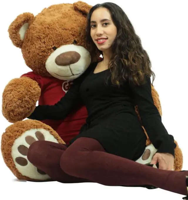 Alt view image 5 of 7 - Get Well Soon Giant Teddy Bear 5 ft Soft 60 Inch, Wears Removable T-shirt Get Well Soon, Cookie Dough Color