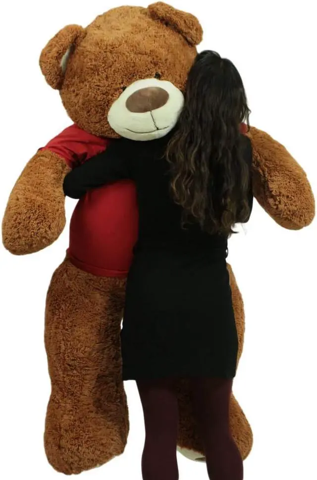 Alt view image 7 of 7 - Get Well Soon Giant Teddy Bear 5 ft Soft 60 Inch, Wears Removable T-shirt Get Well Soon, Cookie Dough Color
