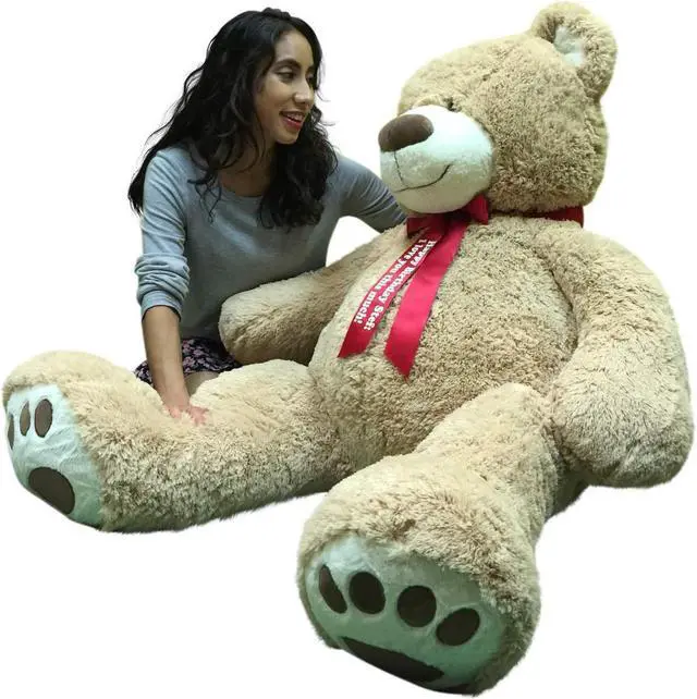Alt view image 4 of 7 - Personalized Big Plush 5 Foot Giant Teddy Bear Customized with Your Text on Neck Ribbon