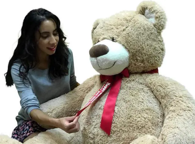 Alt view image 6 of 7 - Personalized Big Plush 5 Foot Giant Teddy Bear Customized with Your Text on Neck Ribbon