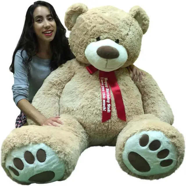 Alt view image 7 of 7 - Personalized Big Plush 5 Foot Giant Teddy Bear Customized with Your Text on Neck Ribbon