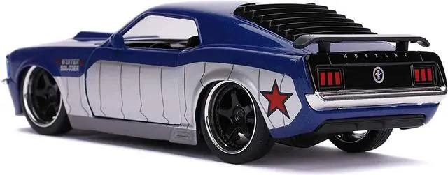 Alt view image 6 of 7 - 1970 Ford Mustang Boss Blue Metallic & Silver "Winter Soldier" "Avengers" "Marvel" Series 1/32 Diecast Model Car by Jada
