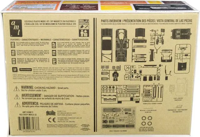 Alt view image 4 of 9 - Skill 2 Model Kit 1963 Chevrolet Impala SS Hardtop 4 in 1 Kit 1/25 Scale Model by AMT