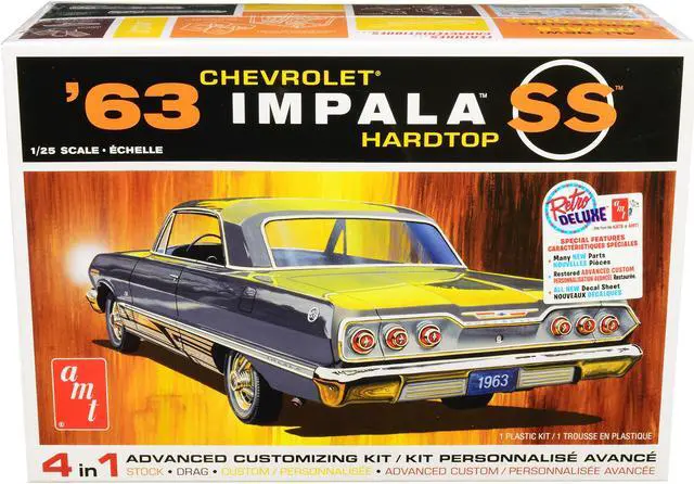 Main image of Skill 2 Model Kit 1963 Chevrolet Impala SS Hardtop 4 in 1 Kit 1/25 Scale Model by AMT
