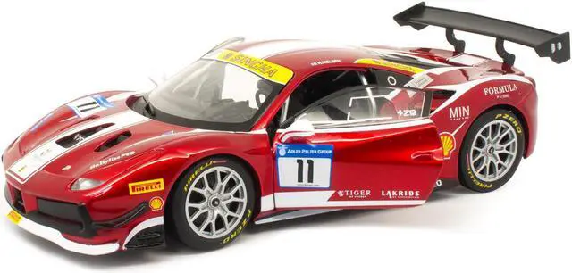 Alt view image 2 of 4 - Ferrari 488 Challenge #11 Candy Red with White Stripes "Ferrari Racing" 1/24 Diecast Model Car by Bburago
