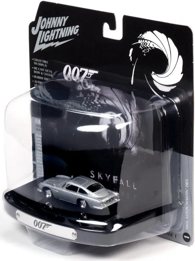 Alt view image 2 of 7 - 1964 Aston Martin DB5 Silver Birch & Collectible Tin Display "Skyfall" 2012 Movie (007 James Bond) 1/64 Diecast Johnny Lightning
