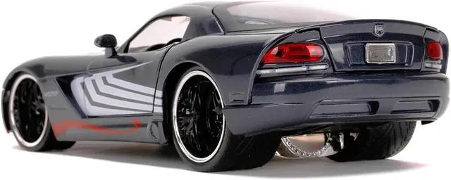 Alt view image 4 of 8 - 2008 Dodge Viper SRT10 Dark Gray with Venom Diecast Figurine "Spider-Man" "Marvel" Series 1/24 Diecast Model Car by Jada