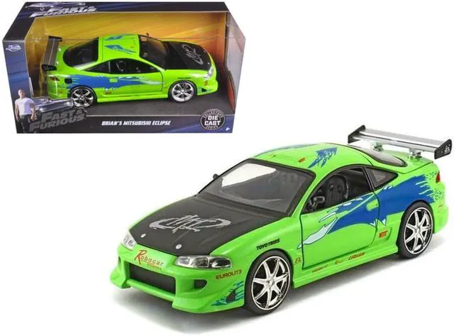 Alt view image 3 of 6 - Brian's Mitsubishi Eclipse Green "The Fast & The Furious" (2001) Movie 1/24 Diecast Model Car by Jada