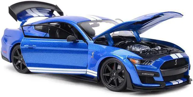 Alt view image 3 of 7 - 2020 Ford Mustang Shelby GT500 Blue Metallic with White Stripes "Special Edition" 1/18 Diecast Model Car by Maisto
