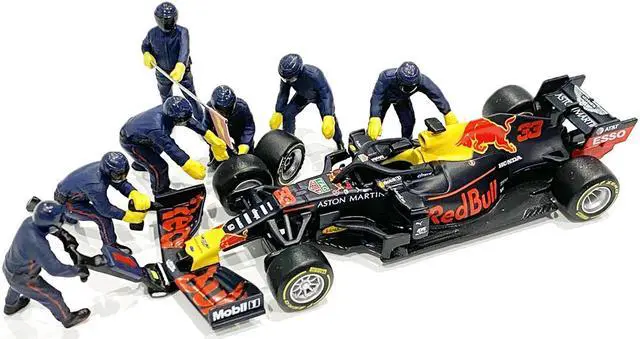 Alt view image 3 of 6 - Formula One F1 Pit Crew 7 Figurine Set Team Blue for 1/18 Scale Models by American Diorama