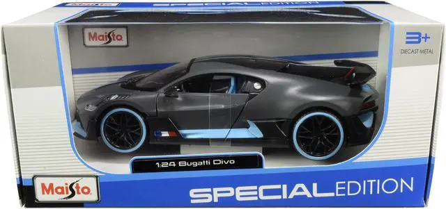 Alt view image 3 of 4 - Bugatti Divo Satin Charcoal Gray with Carbon and Blue Accents "Special Edition" 1/24 Diecast Model Car by Maisto
