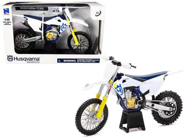 Main image of Husqvarna FC450 White and Blue 1/12 Diecast Motorcycle Model by New Ray