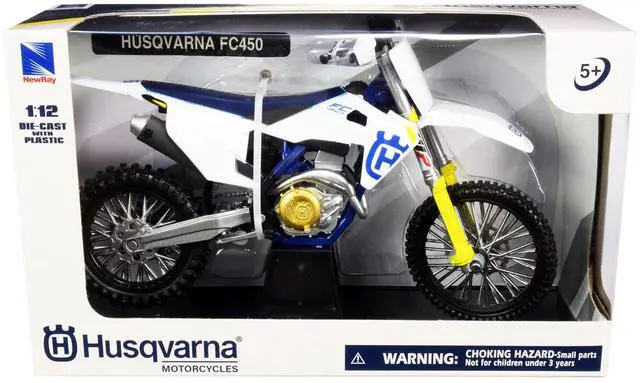 Alt view image 3 of 3 - Husqvarna FC450 White and Blue 1/12 Diecast Motorcycle Model by New Ray