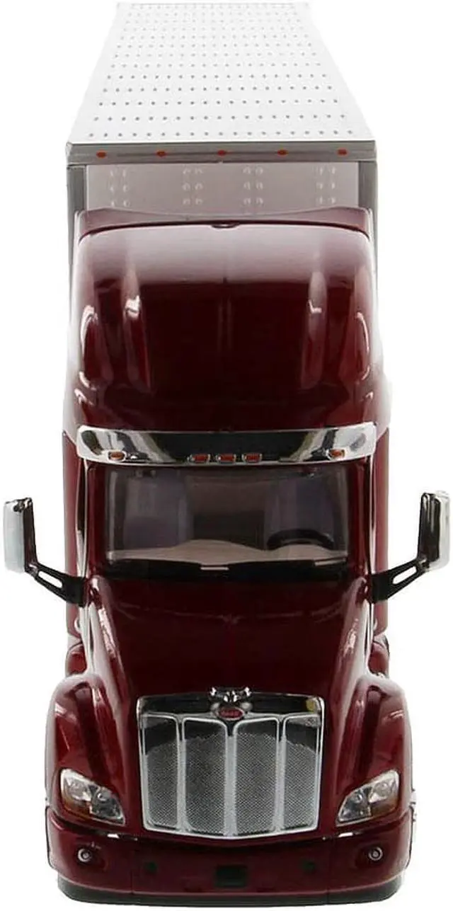 Alt view image 4 of 8 - Peterbilt 579 UltraLoft Truck Tractor Red with "CAT Caterpillar" Mural Dry Van Trailer "Transport Series" 1/50 Diecast Model by Diecast Masters