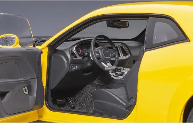 Alt view image 4 of 13 - Dodge Challenger SRT Hellcat Widebody Yellow Jacket with Satin Black Hood 1/18 Model Car by Autoart