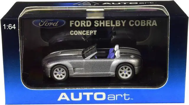 Main image of Ford Shelby Cobra Concept Tungsten Silver Metallic with Gray Stripes 1/64 Diecast Model Car by Autoart