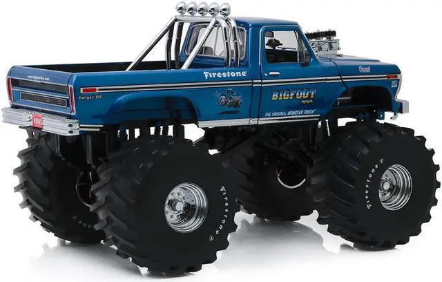 Alt view image 3 of 8 - 1974 Ford F-250 Ranger XLT Monster Truck w/ 66-Inch Tires Blue "Bigfoot #1" 1/18 Diecast Model Car by Greenlight
