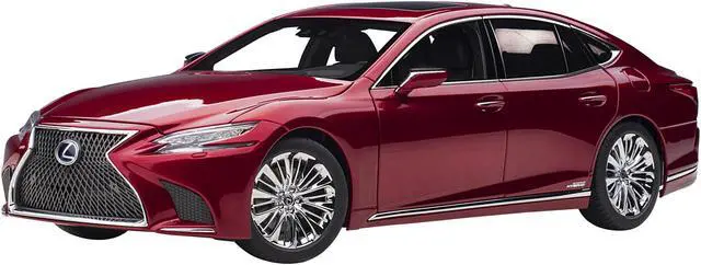Main image of Lexus LS500h Morello Red Metallic with Chrome Wheels 1/18 Model Car by Autoart