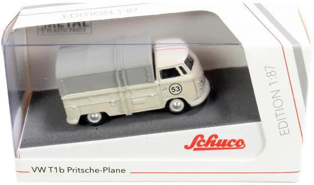 Alt view image 3 of 3 - Volkswagen T1b Pritsche Plane Pickup Truck with Canopy #53 Cream 1/87 (HO) Diecast Model by Schuco
