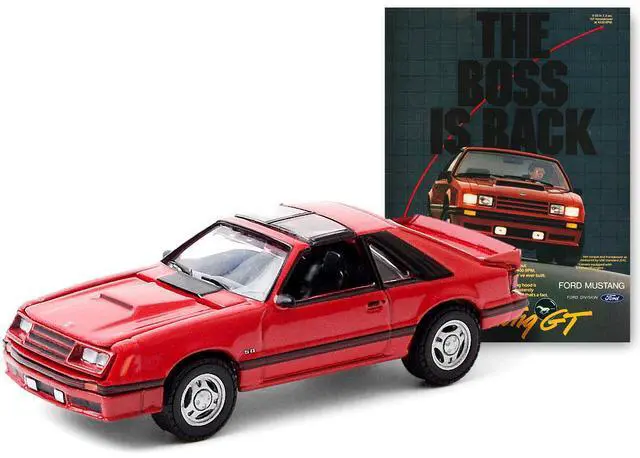 Alt view image 2 of 3 - 1982 Ford Mustang GT Red with Black Stripes "The Boss is Back" "Vintage Ad Cars" Series 3 1/64 Diecast Model Car by Greenlight