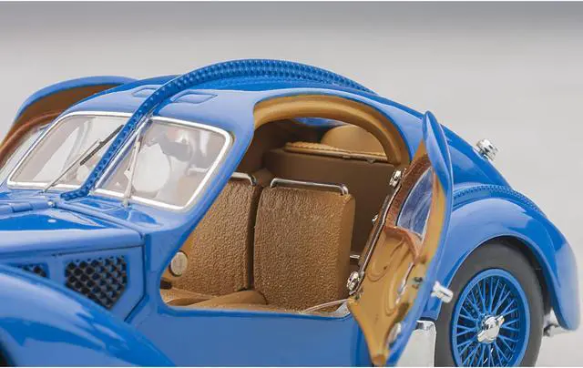 Alt view image 4 of 15 - 1938 Bugatti Type 57SC Atlantic with Metal Wire-Spoke Wheels Blue 1/43 Diecast Model Car by Autoart