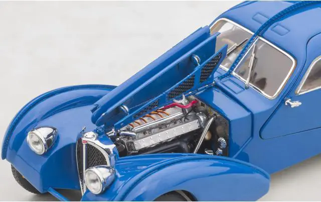 Alt view image 3 of 15 - 1938 Bugatti Type 57SC Atlantic with Metal Wire-Spoke Wheels Blue 1/43 Diecast Model Car by Autoart