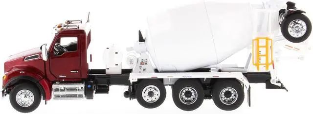 Alt view image 2 of 5 - Kenworth T880 SFFA with McNeilus Bridgemaster Mixer Truck Radiant Red and White 1/50 Diecast Model by Diecast Masters
