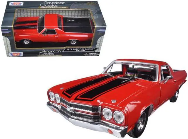 Main image of 1970 Chevrolet El Camino SS 396 Red with Black Stripes 1/24 Diecast Model Car by Motormax