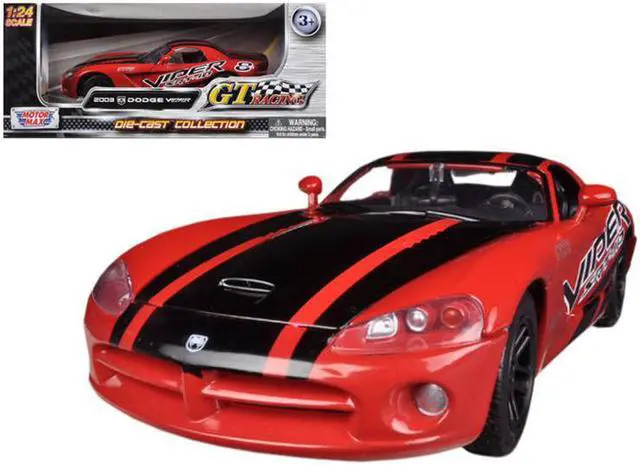 Main image of 2003 Dodge Viper SRT-10 #8 Red with Black Stripes "GT Racing" Series 1/24 Diecast Model Car by Motormax