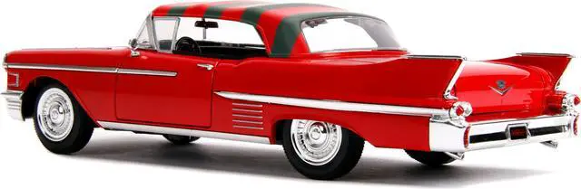 Alt view image 8 of 9 - 1958 Cadillac Series 62 Red with Freddy Krueger Diecast Figure "A Nightmare on Elm Street" Movie 1/24 Diecast Model Car by Jada
