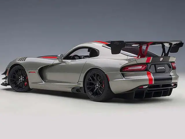 Alt view image 5 of 6 - 2017 Dodge Viper ACR Billet Silver Metallic with Black and Red Stripes 1/18 Model Car by Autoart