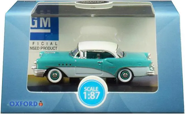 Alt view image 4 of 4 - 1955 Buick Century Turquoise and Polo White 1/87 (HO) Scale Diecast Model Car by Oxford Diecast