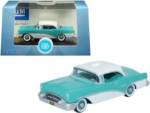 Main image of 1955 Buick Century Turquoise and Polo White 1/87 (HO) Scale Diecast Model Car by Oxford Diecast