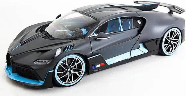 Alt view image 3 of 5 - Bugatti Divo Matt Gray with Blue Accents 1/18 Diecast Model Car by Bburago