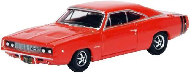 Alt view image 3 of 5 - 1968 Dodge Charger Bright Red with Black Stripes 1/87 (HO) Scale Diecast Model Car by Oxford Diecast
