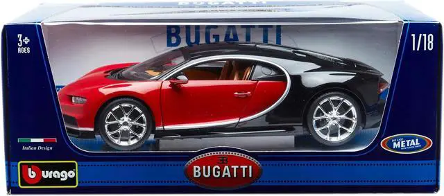 Alt view image 4 of 4 - 2016 Bugatti Chiron Red with Black 1/18 Diecast Model Car by Bburago