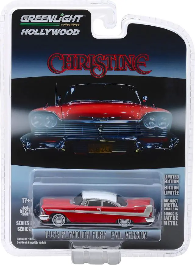 Alt view image 3 of 5 - 1958 Plymouth Fury Red with White Top "Evil Version" "Christine" (1983) Movie 1/64 Diecast Model Car by Greenlight