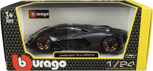 Alt view image 3 of 3 - Lamborghini Terzo Millennio Dark Gray Metallic with Black Top and Carbon Accents 1/24 Diecast Model Car by Bburago