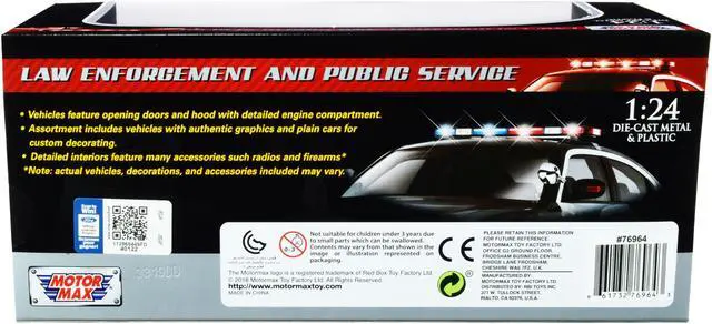 Alt view image 4 of 6 - 2015 Ford Police Interceptor Utility "San Gabriel Police" (California) Black and White 1/24 Diecast Model Car by Motormax