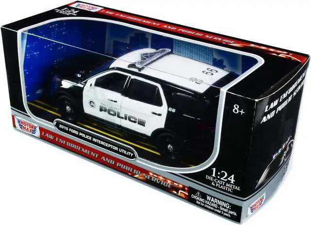 Alt view image 3 of 6 - 2015 Ford Police Interceptor Utility "San Gabriel Police" (California) Black and White 1/24 Diecast Model Car by Motormax