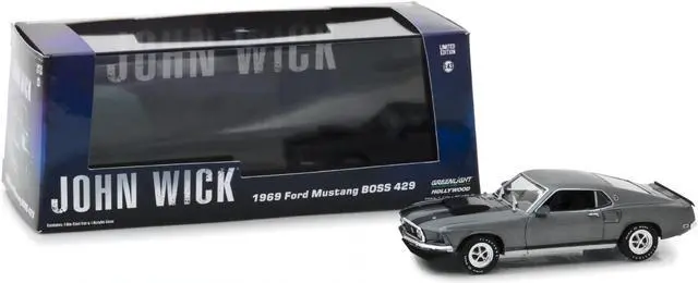 Alt view image 4 of 7 - 1969 Ford Mustang BOSS 429 Gray with Black Stripes \John Wick\" (2014) Movie 1/43 Diecast Model Car by Greenlight"