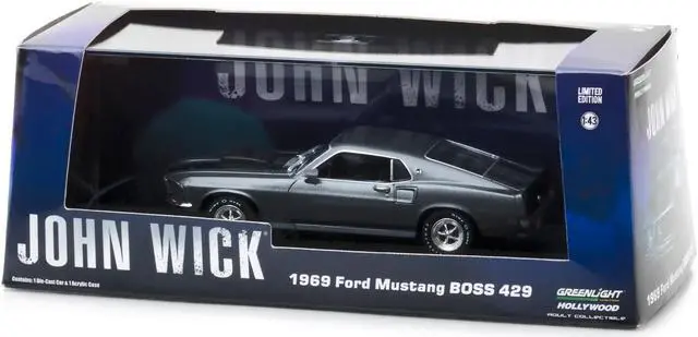 Alt view image 6 of 7 - 1969 Ford Mustang BOSS 429 Gray with Black Stripes \John Wick\" (2014) Movie 1/43 Diecast Model Car by Greenlight"