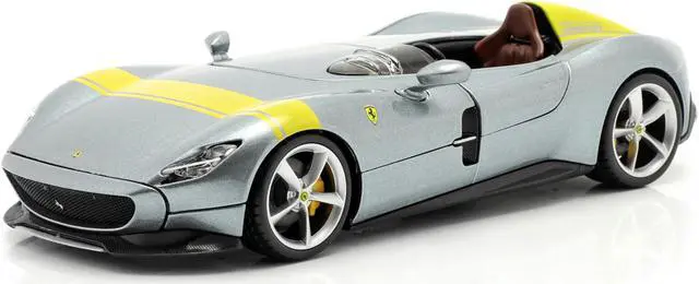 Main image of Ferrari Monza SP1 Silver Metallic with Yellow Stripes 1/24 Diecast Model Car by Bburago