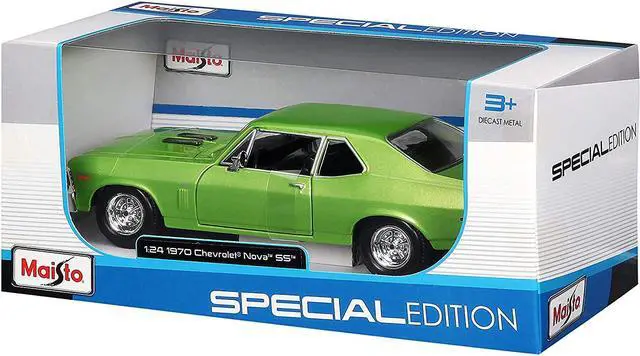 Alt view image 5 of 5 - 1970 Chevrolet Nova SS Metallic Green 1/24 Diecast Model Car by Maisto