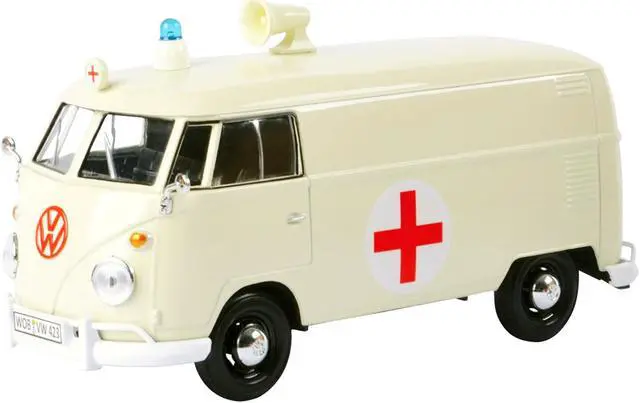 Alt view image 3 of 6 - Volkswagen Type 2 (T1) Ambulance Cream 1/24 Diecast Model Car by Motormax