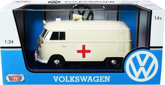 Alt view image 4 of 6 - Volkswagen Type 2 (T1) Ambulance Cream 1/24 Diecast Model Car by Motormax