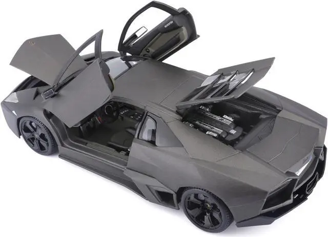 Alt view image 4 of 5 - Lamborghini Reventon Dark Matt Gray 1/18 Diecast Model Car by Bburago
